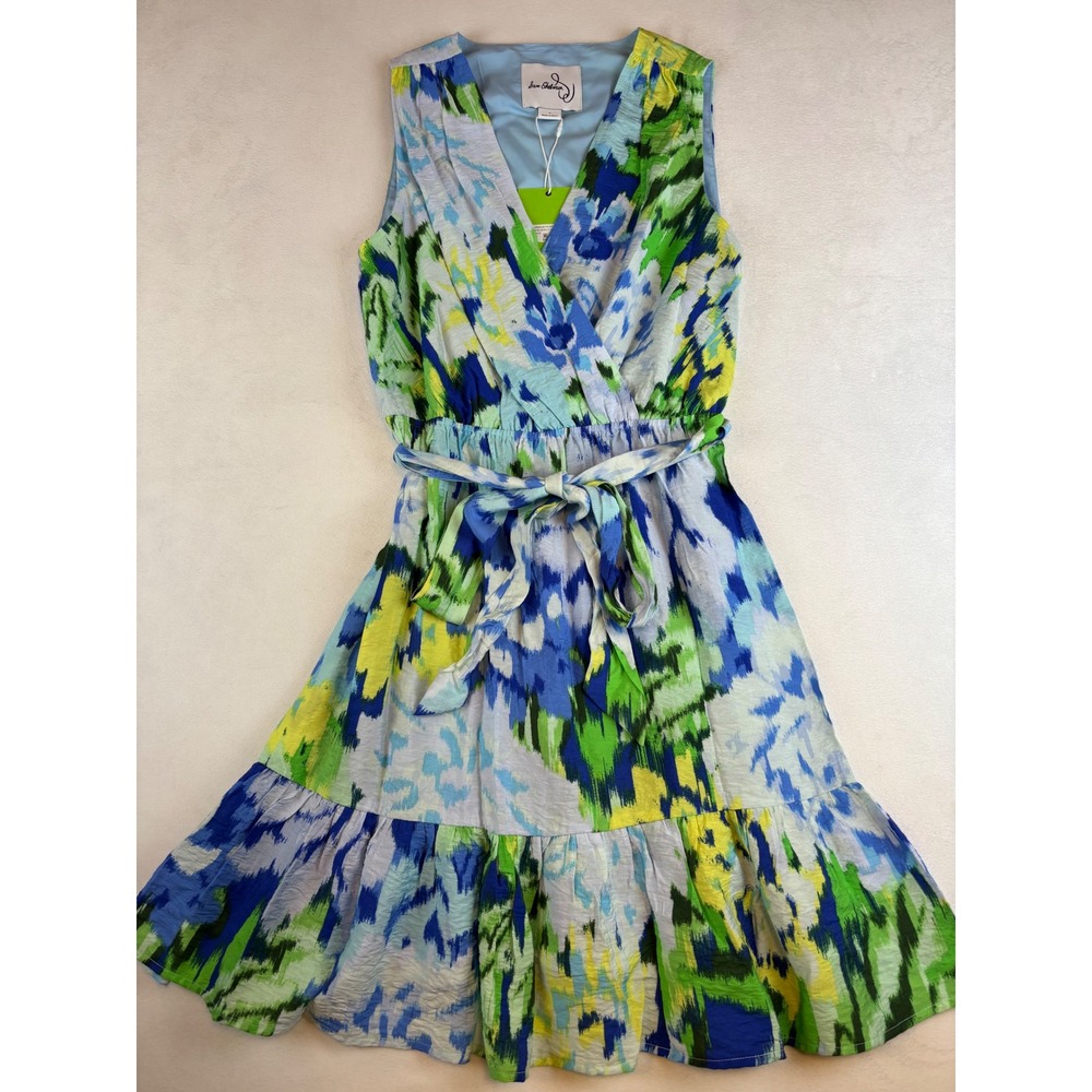 Sam Edelman Women's‎ Sleeveless Tie Mini Dress XXS/ 0 Green Multi Abstract New